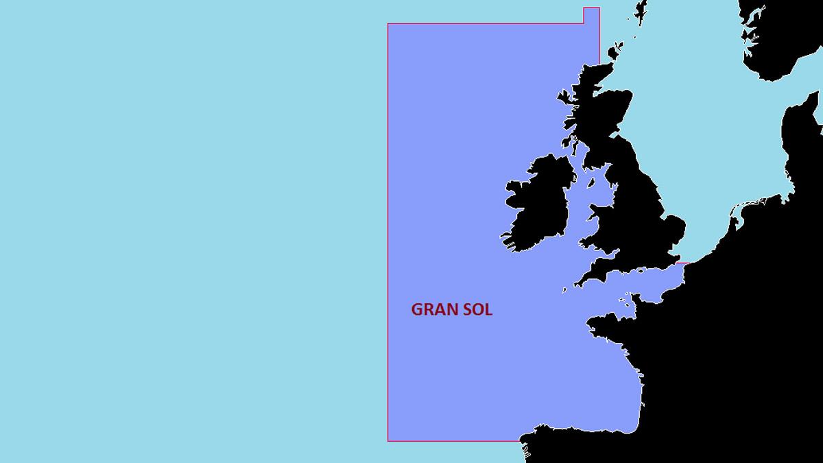 Situacin das augas do Gran Sol, que abranguen da costa cantbrica ao oeste das Illas Britnicas