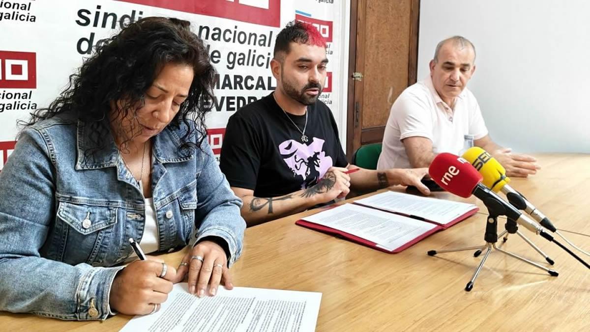 Carmela Villaverde, Omar Vzquez e Antonio Carballal, de CCOO | Foto: PontevedraViva